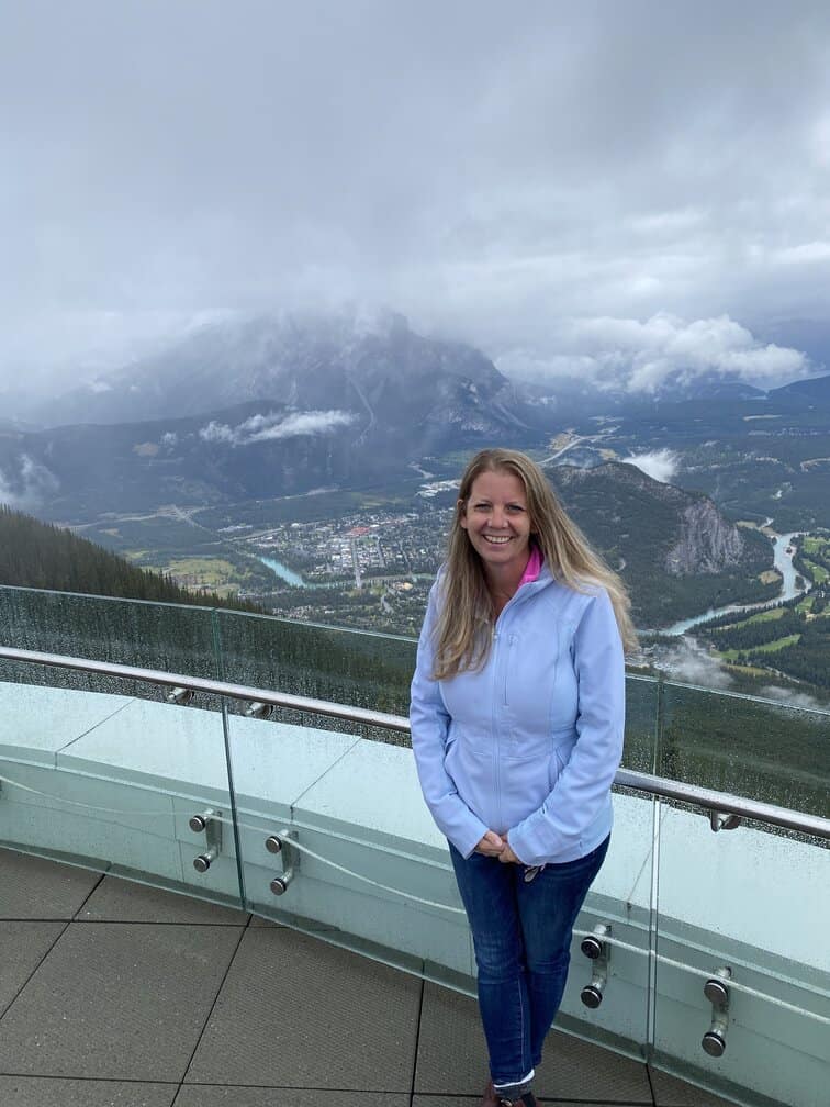 View from the top of the Banff Gondola and Sulphur Mountain overlooking the town of Banff, Alberta. A spot in Banff worth visiting.