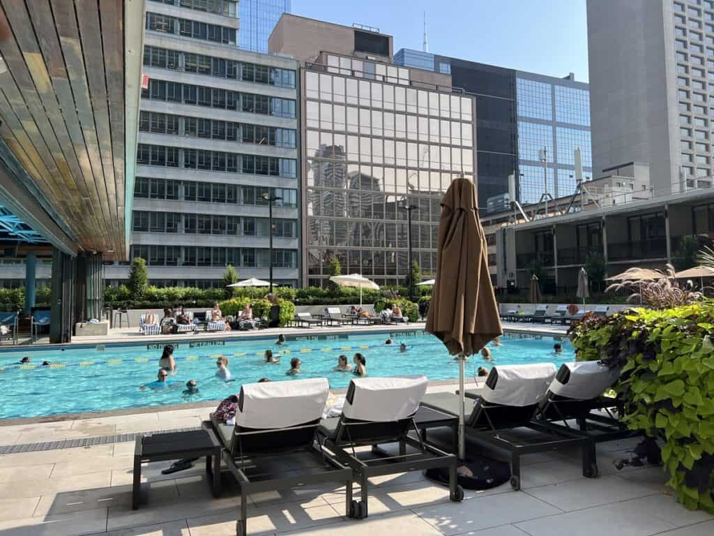 Indoor/Outdoor pool located at the Sheraton Centre Hotel in downtown Toronto.