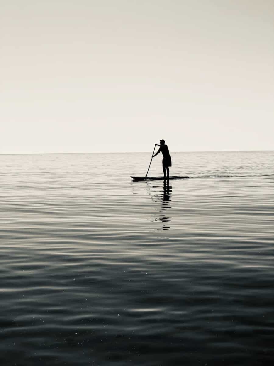 Lone paddle boarder on Lake Ontario.